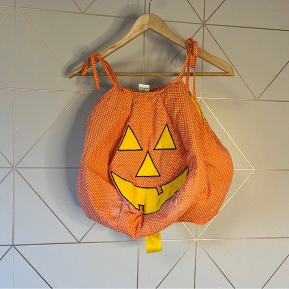 Vintage 1980s Baby Toddler Pumpkin Halloween Costume Romper with Hat - Picture 2 of 11